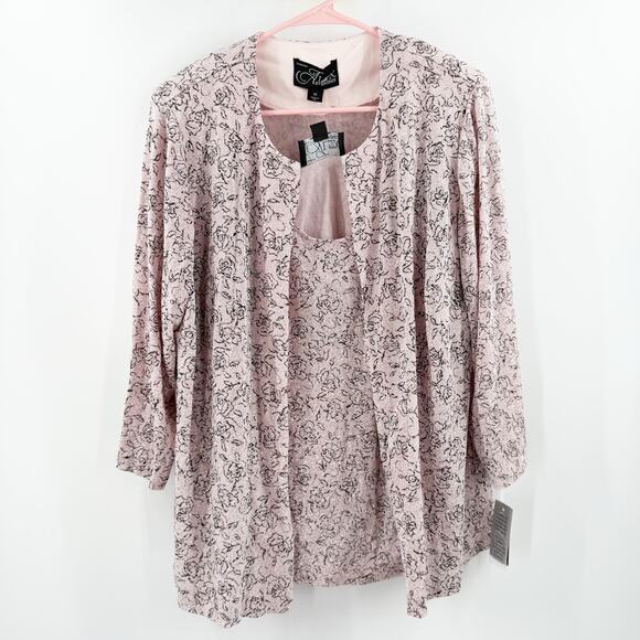 ALEX EVENINGS Woman Set Size 1X Shell Pink 2-Piece NWT Glitter Formal Wedding - Picture 1 of 16